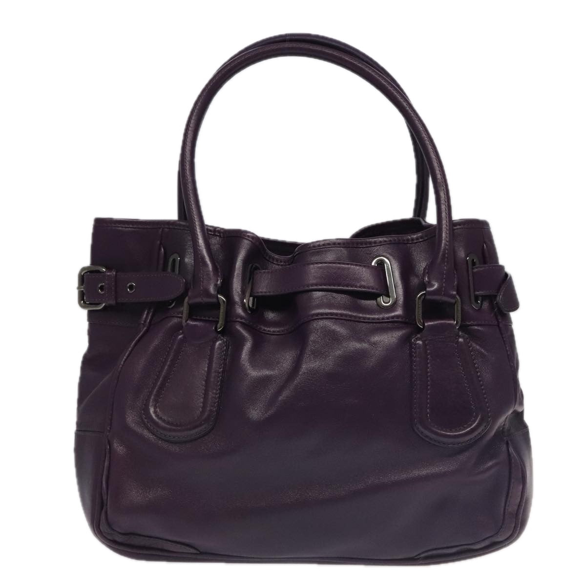 BURBERRY Hand Bag Leather Purple Auth ac3281 - 0