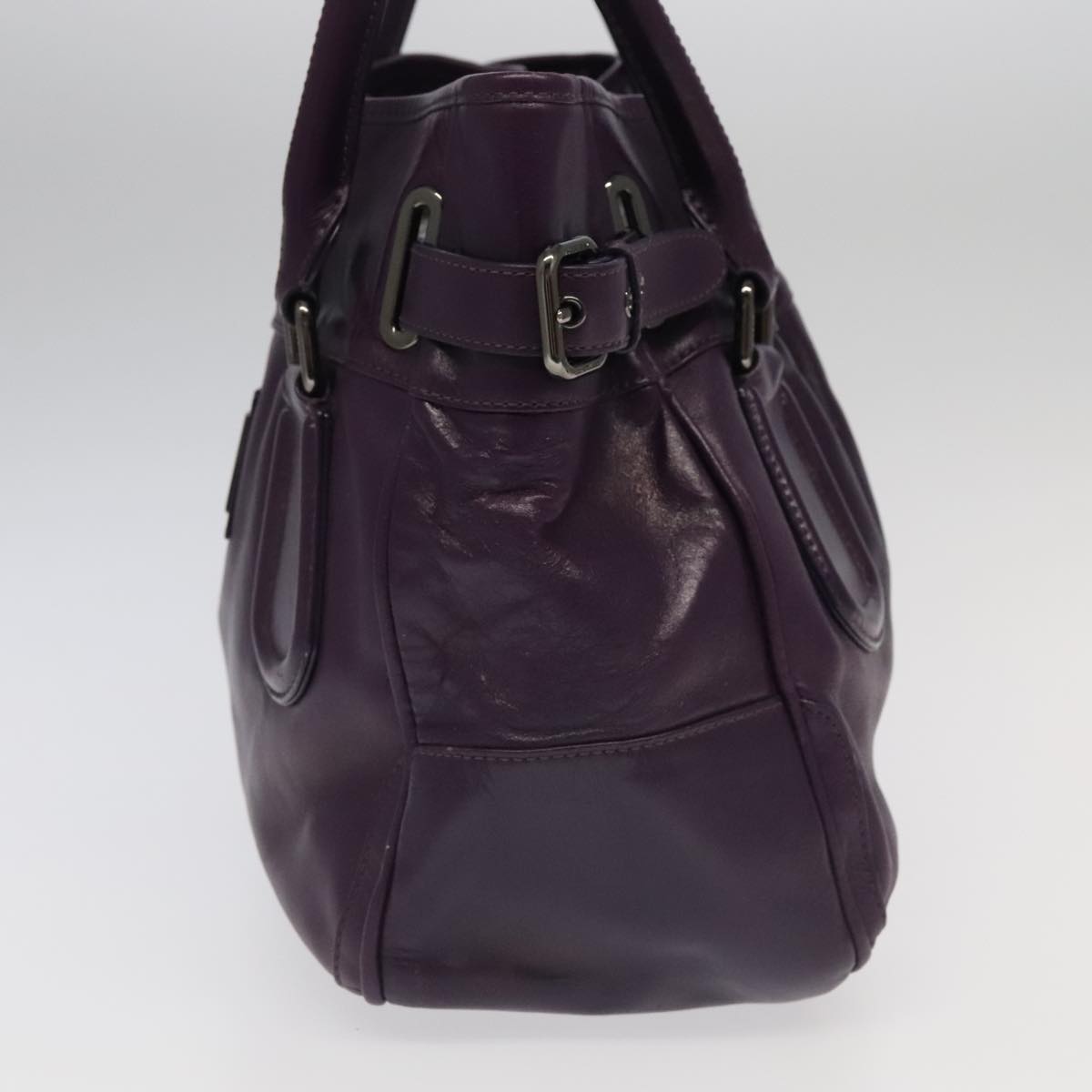 BURBERRY Hand Bag Leather Purple Auth ac3281