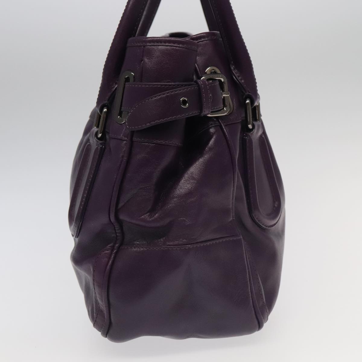 BURBERRY Hand Bag Leather Purple Auth ac3281