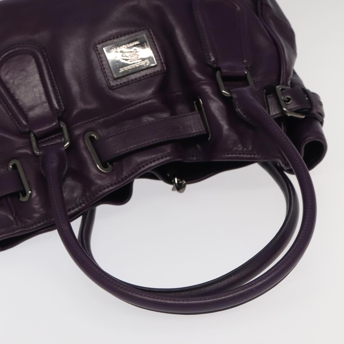 BURBERRY Hand Bag Leather Purple Auth ac3281