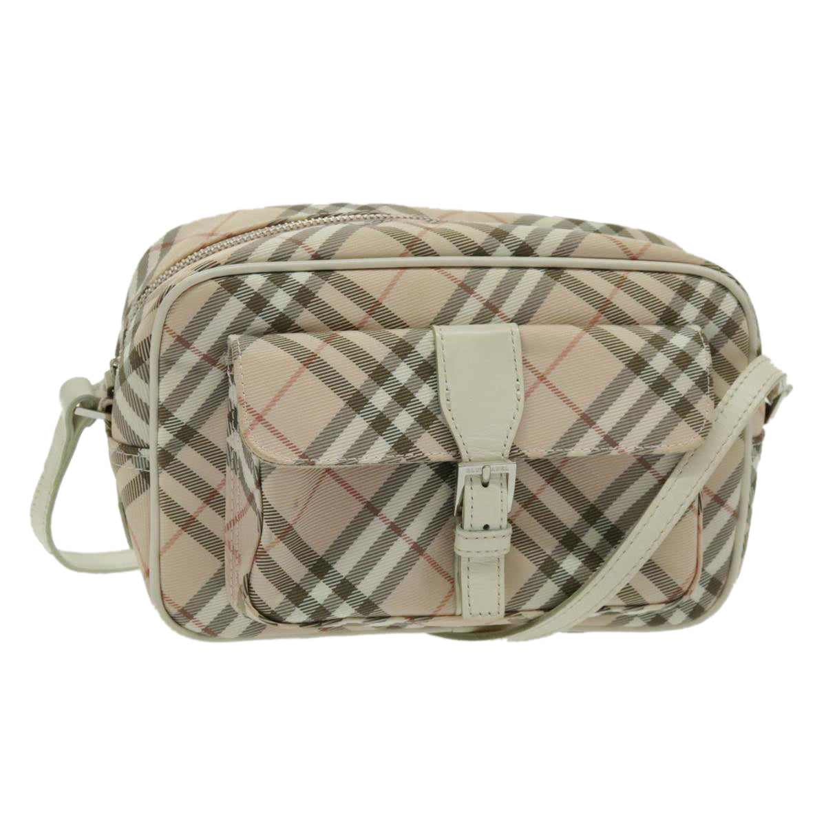 BURBERRY Nova Check Blue Label Shoulder Bag Canvas Pink Auth ac3282