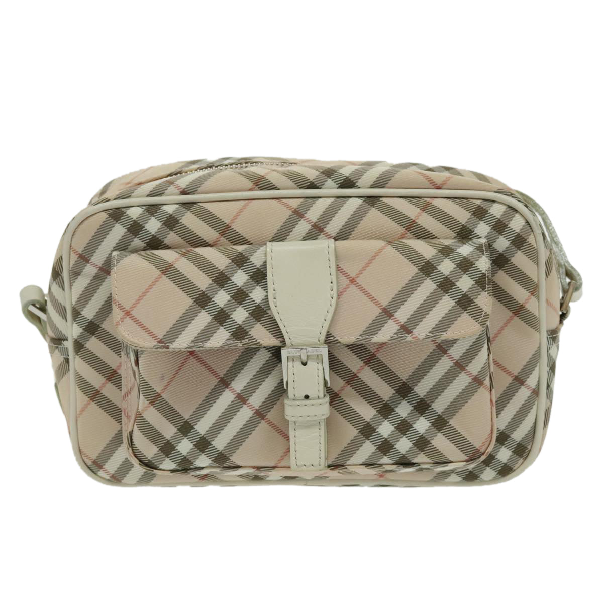 BURBERRY Nova Check Blue Label Shoulder Bag Canvas Pink Auth ac3282 - 0