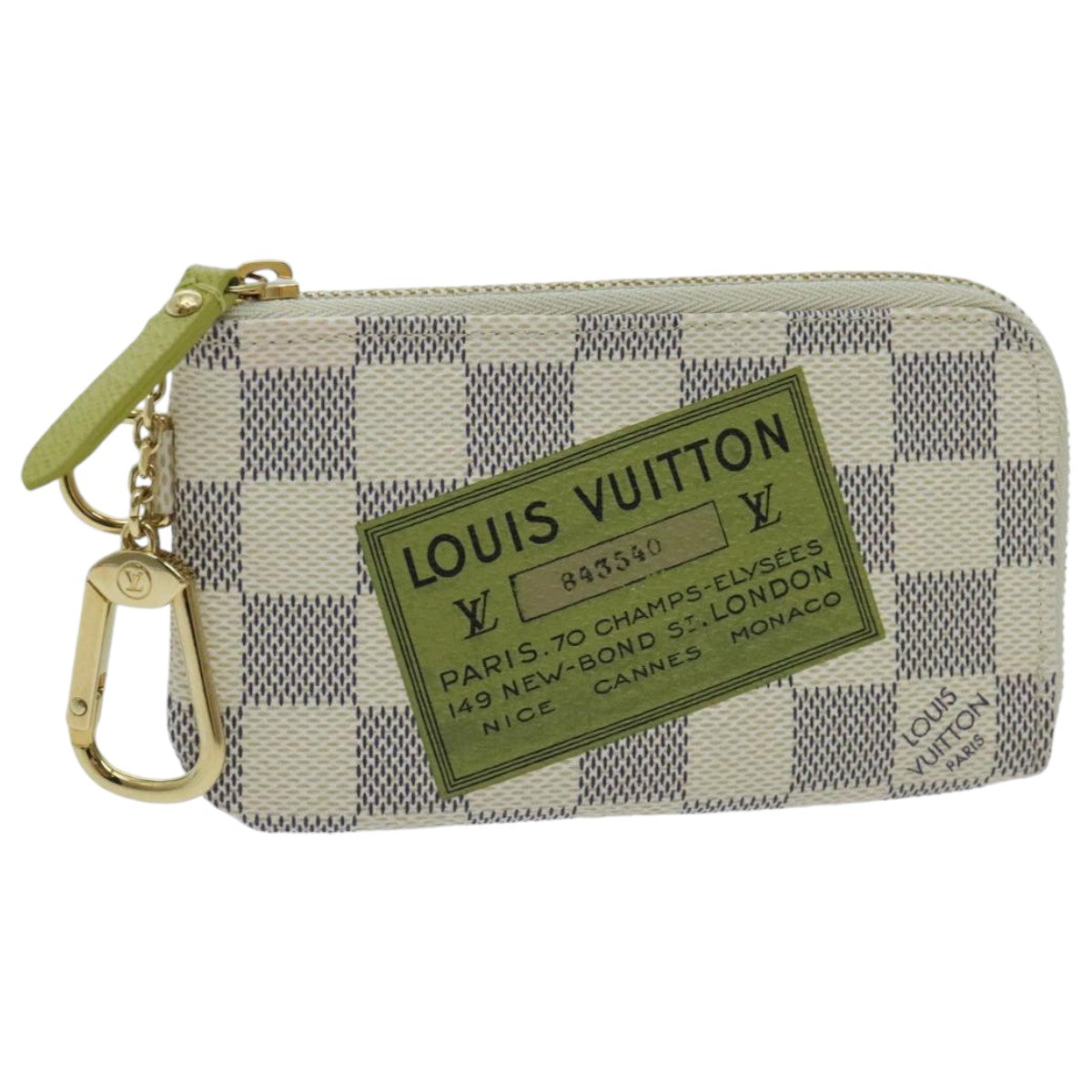 LOUIS VUITTON Damier Azur Pochette Cles Compli Coin Purse N63805 LV Auth ac3284