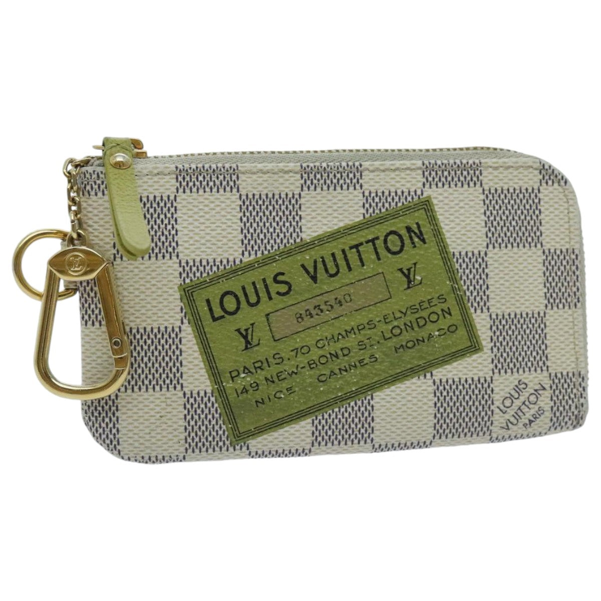 LOUIS VUITTON Damier Azur Pochette Cles Compli Coin Purse N63805 LV Auth ac3285