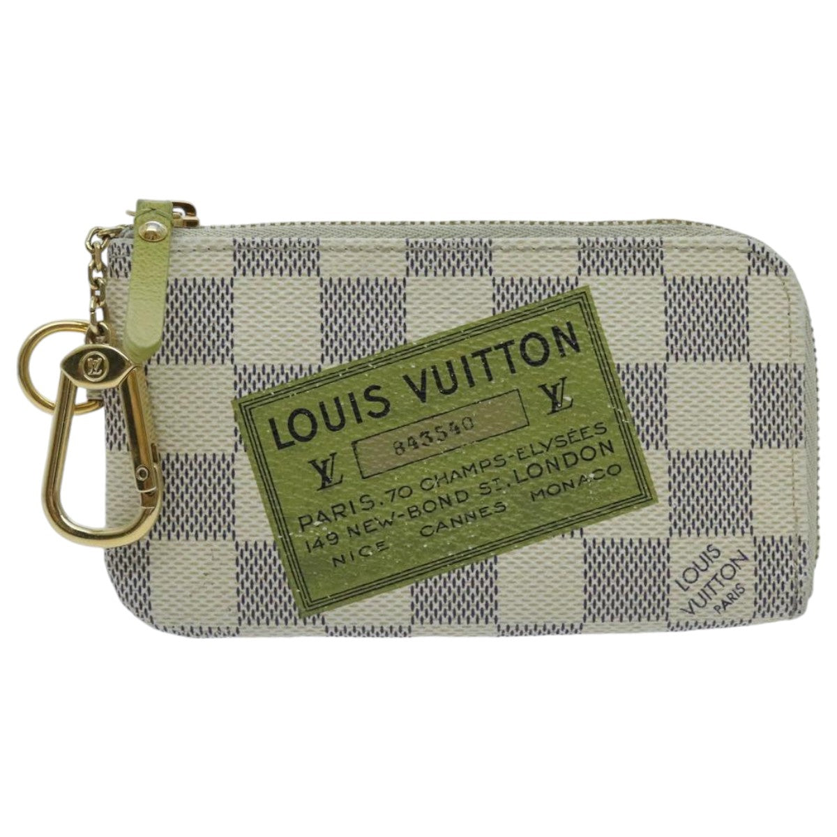 LOUIS VUITTON Damier Azur Pochette Cles Compli Coin Purse N63805 LV Auth ac3285