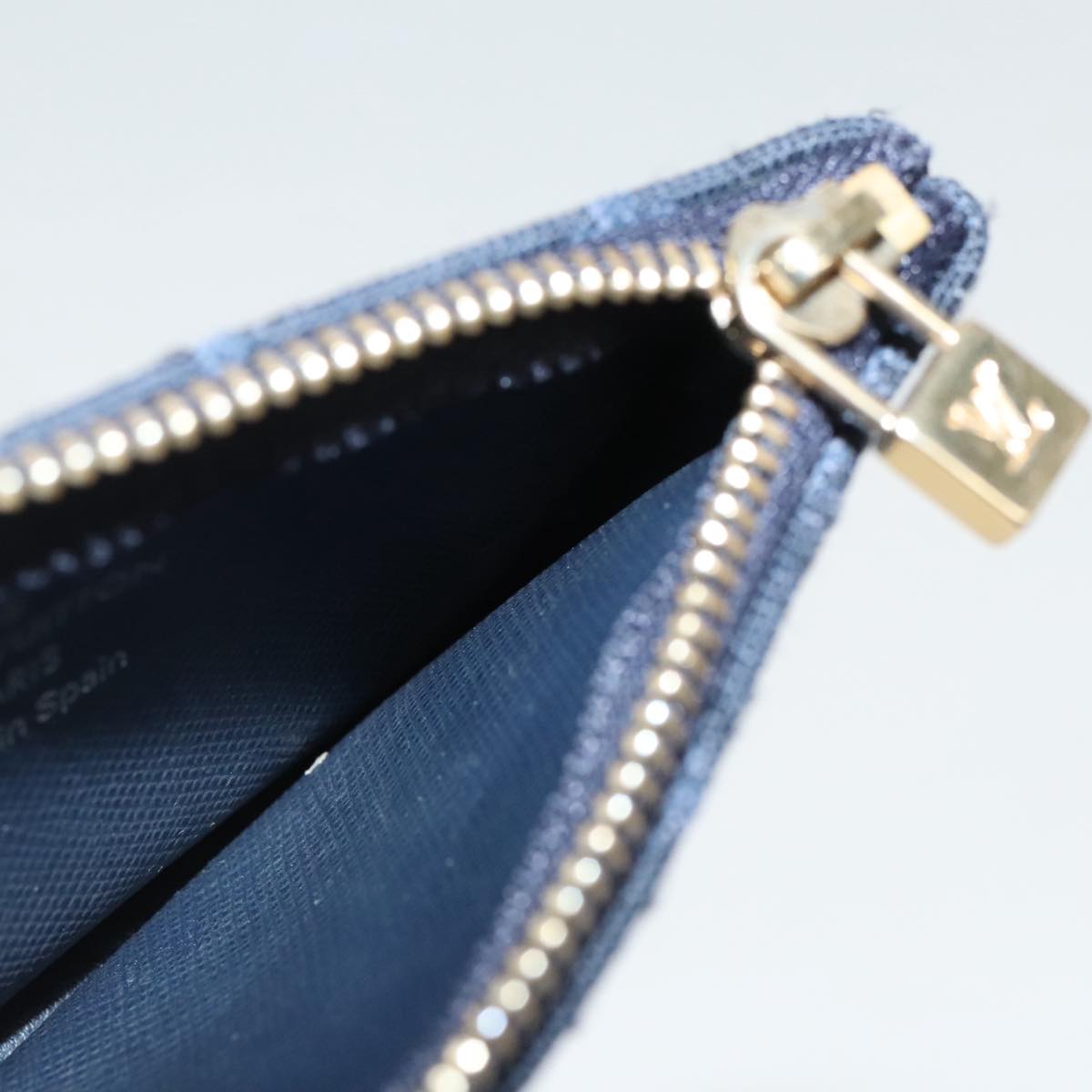 LOUIS VUITTON Monogram Mini Pochette Cles Coin Purse TST Blue M92436 Auth ac3287