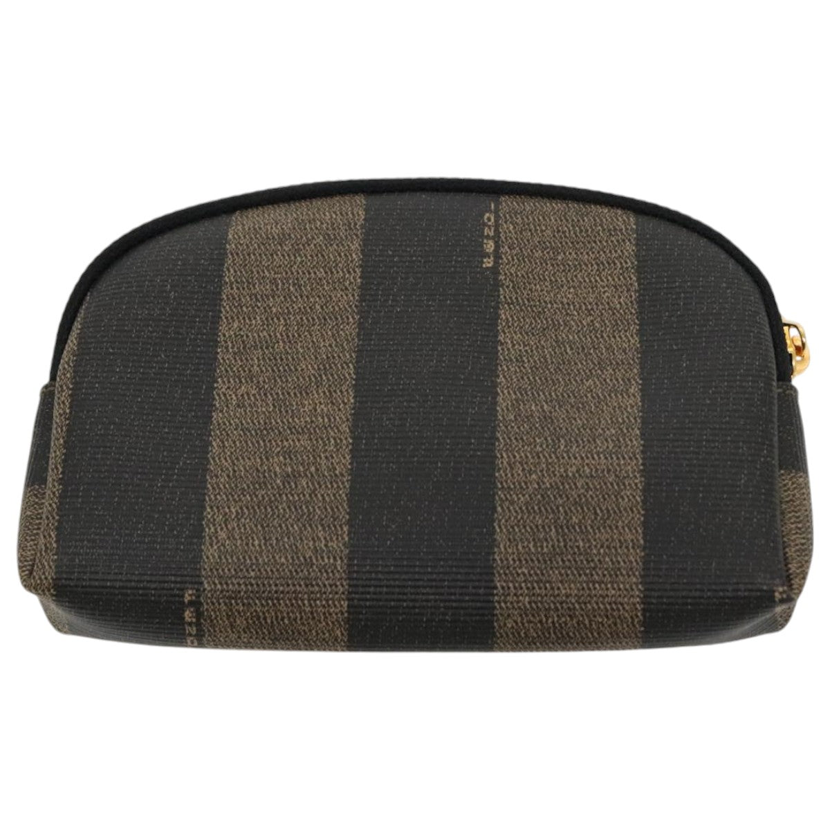 FENDI Pecan Canvas Pouch Coated Canvas Brown Black Auth ac3293 - 0