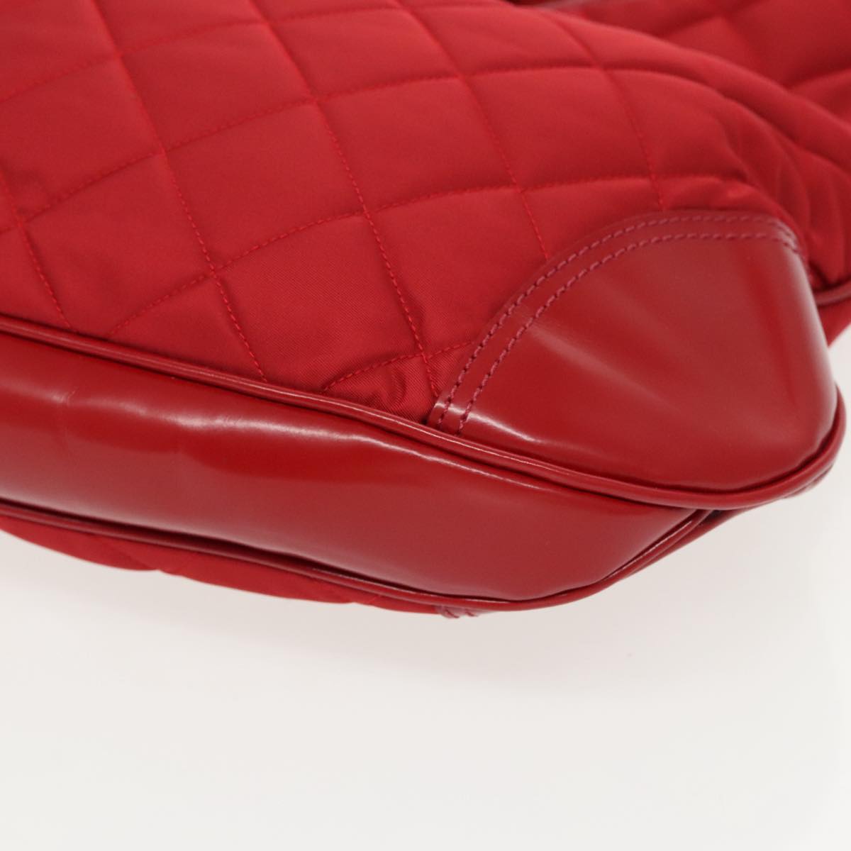 BURBERRY Shoulder Bag Nylon Leather Red Auth ac3295