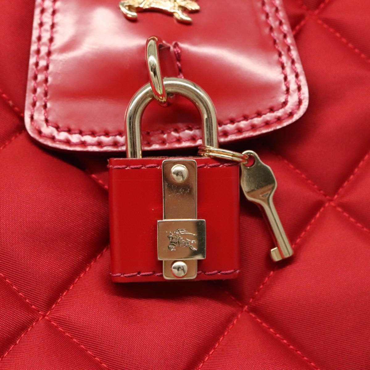 BURBERRY Shoulder Bag Nylon Leather Red Auth ac3295