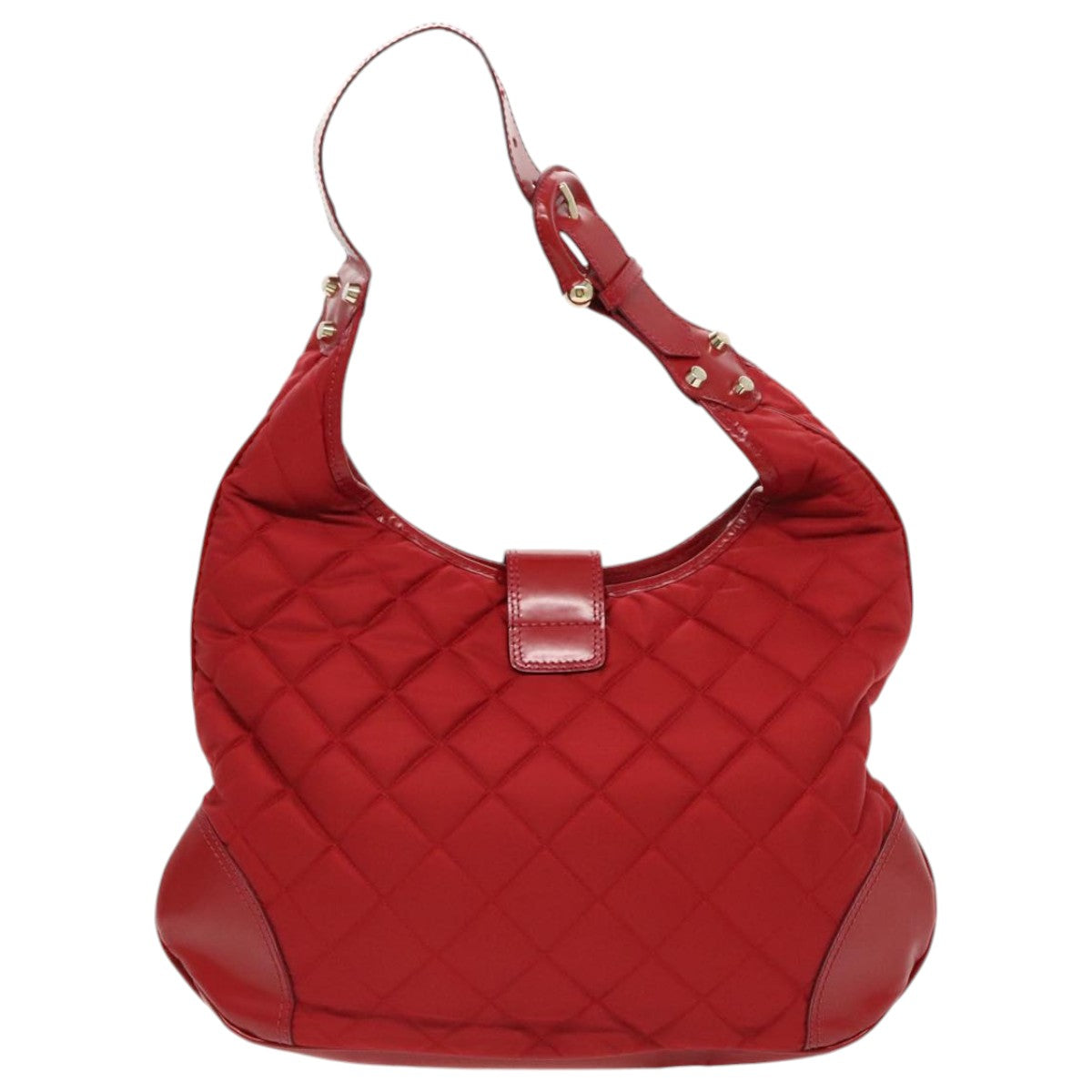 BURBERRY Shoulder Bag Nylon Leather Red Auth ac3295 - 0