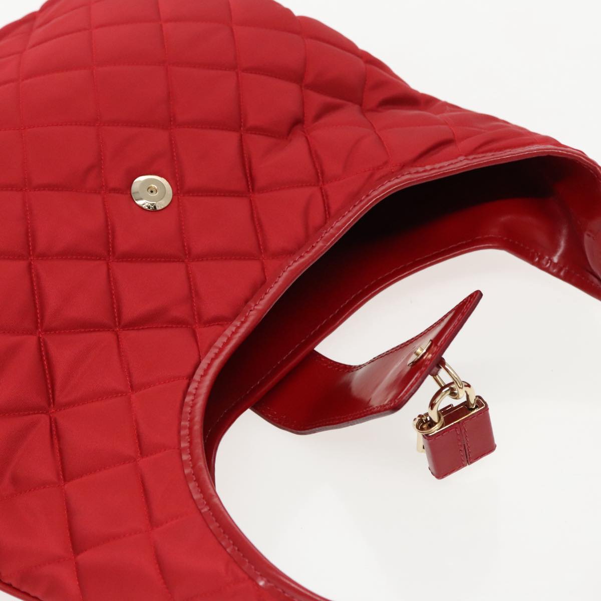 BURBERRY Shoulder Bag Nylon Leather Red Auth ac3295