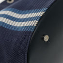 BURBERRY Nova Check Tote Bag Canvas Navy Silver Auth ac3310-14