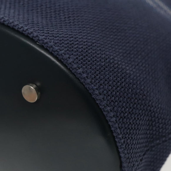 BURBERRY Nova Check Tote Bag Canvas Navy Silver Auth ac3310