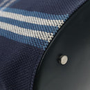 BURBERRY Nova Check Tote Bag Canvas Navy Silver Auth ac3310-16