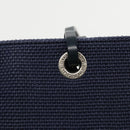 BURBERRY Nova Check Tote Bag Canvas Navy Silver Auth ac3310-10