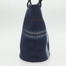 BURBERRY Nova Check Tote Bag Canvas Navy Silver Auth ac3310-4
