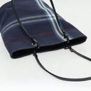 BURBERRY Nova Check Tote Bag Canvas Navy Silver Auth ac3310-6
