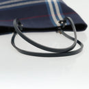 BURBERRY Nova Check Tote Bag Canvas Navy Silver Auth ac3310-7