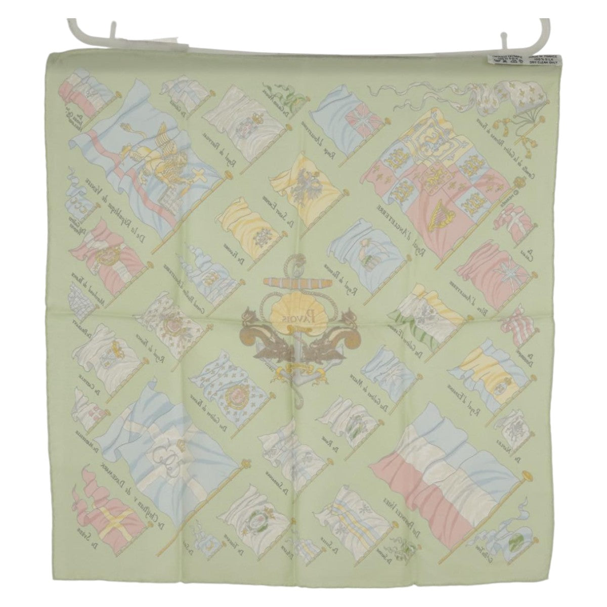 HERMES Carre 45 Scarf ""PAVOIS"" Silk Green Auth ac3320 - 0