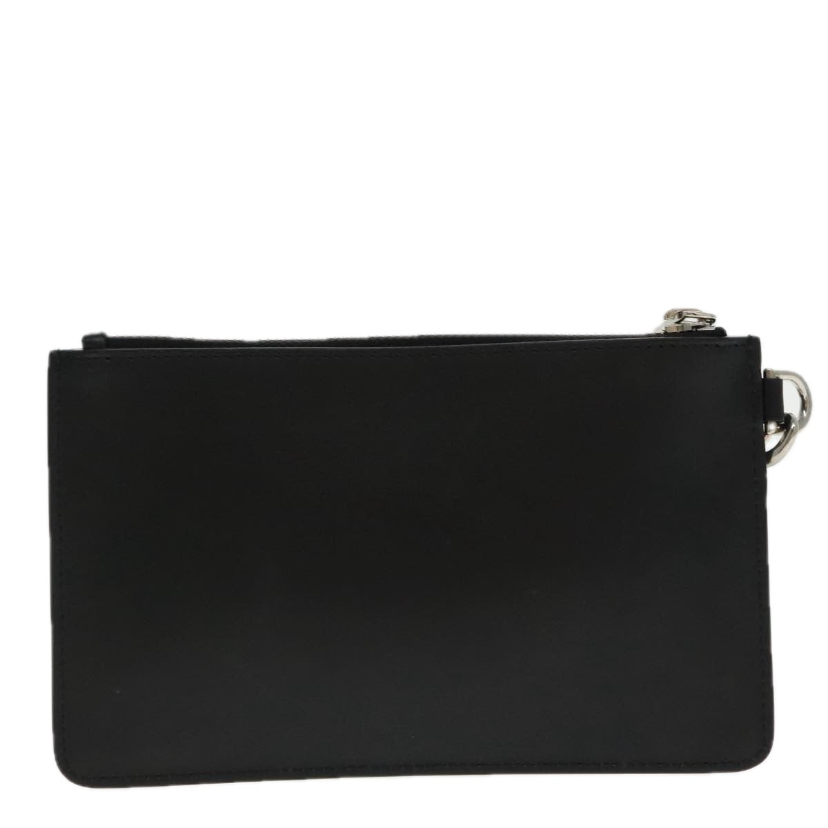 GIVENCHY Pouch Leather Black Silver Auth ac3321