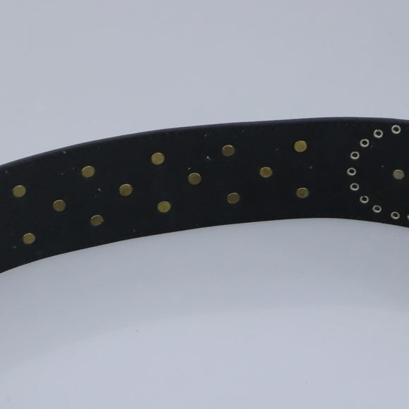 Gianni Versace Belt Leather metal 9.8"""""""" Black Gold Silver Auth ac3322