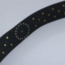 Gianni Versace Belt Leather metal 9.8"""""""" Black Gold Silver Auth ac3322-11