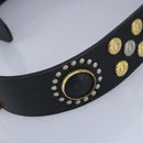 Gianni Versace Belt Leather metal 9.8"""""""" Black Gold Silver Auth ac3322-3