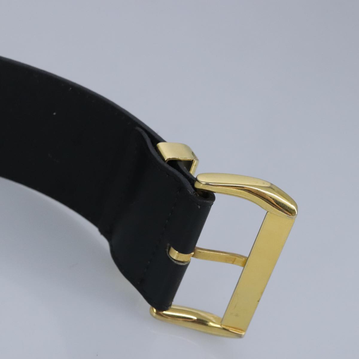 Gianni Versace Belt Leather metal 9.8"" Black Gold Silver Auth ac3322