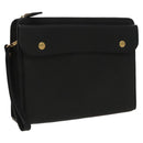 BURBERRY Clutch Bag Leather Black Gold Auth ac3326-1