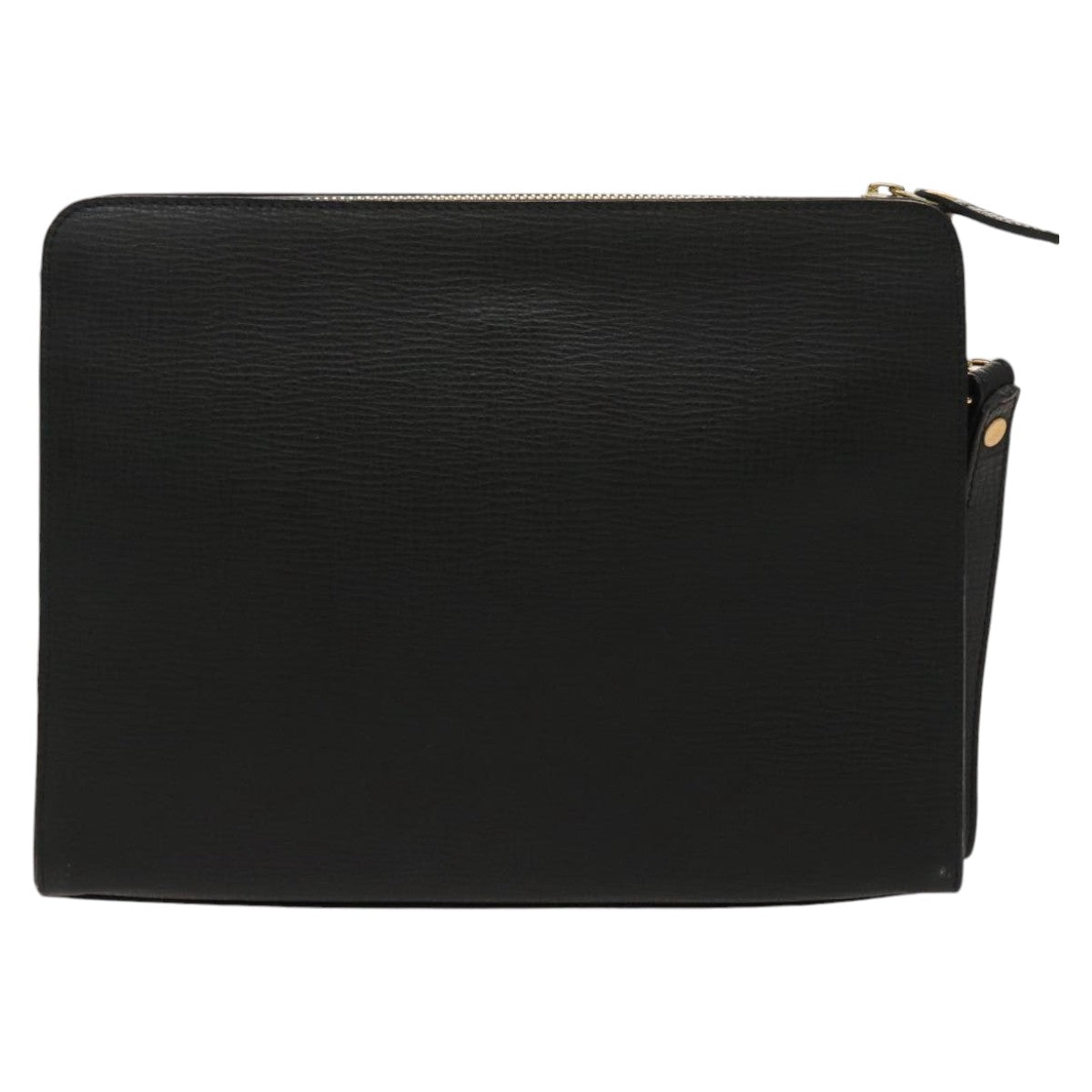 BURBERRY Clutch Bag Leather Black Gold Auth ac3326