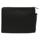 BURBERRY Clutch Bag Leather Black Gold Auth ac3326-2
