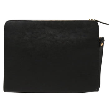 BURBERRY Clutch Bag Leather Black Gold Auth ac3326 - 0