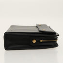 BURBERRY Clutch Bag Leather Black Gold Auth ac3326-3