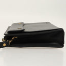 BURBERRY Clutch Bag Leather Black Gold Auth ac3326-4