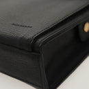 BURBERRY Clutch Bag Leather Black Gold Auth ac3326-14