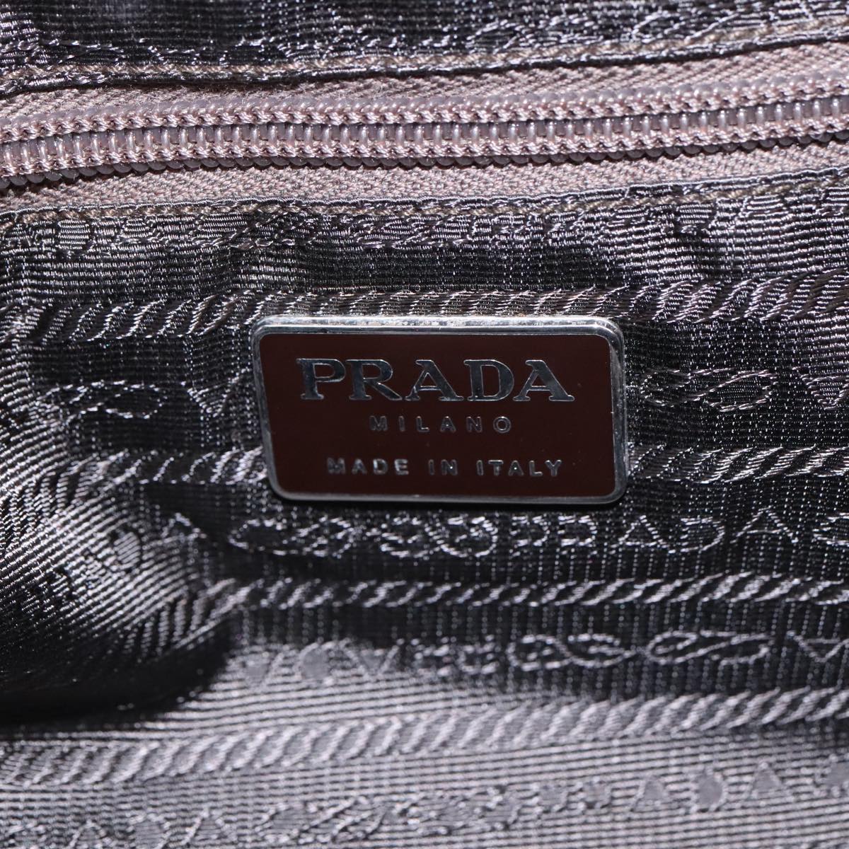 PRADA Shoulder Bag Nylon Khaki Silver Auth ac3330