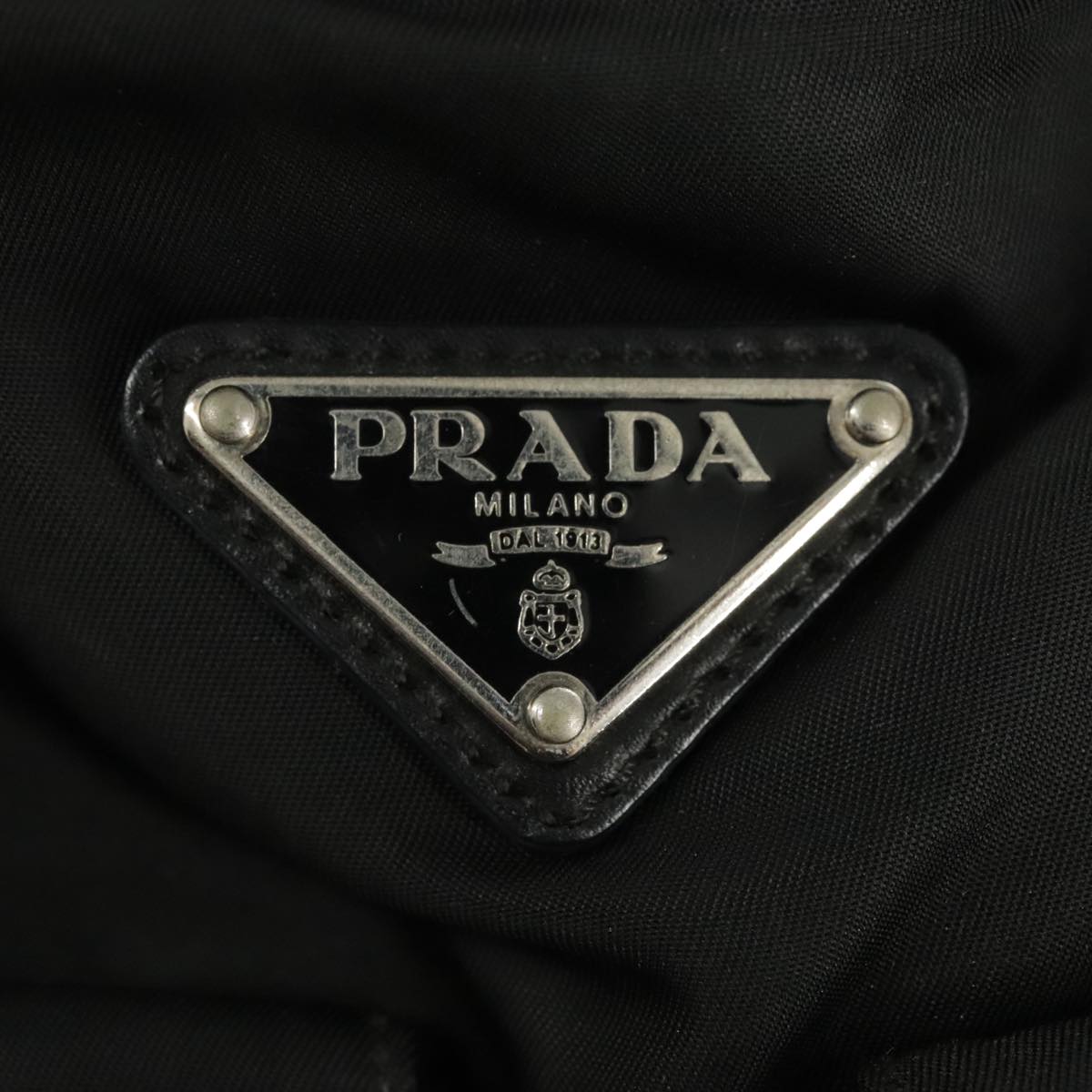 PRADA Tote Bag Nylon Black Silver Auth ac3331