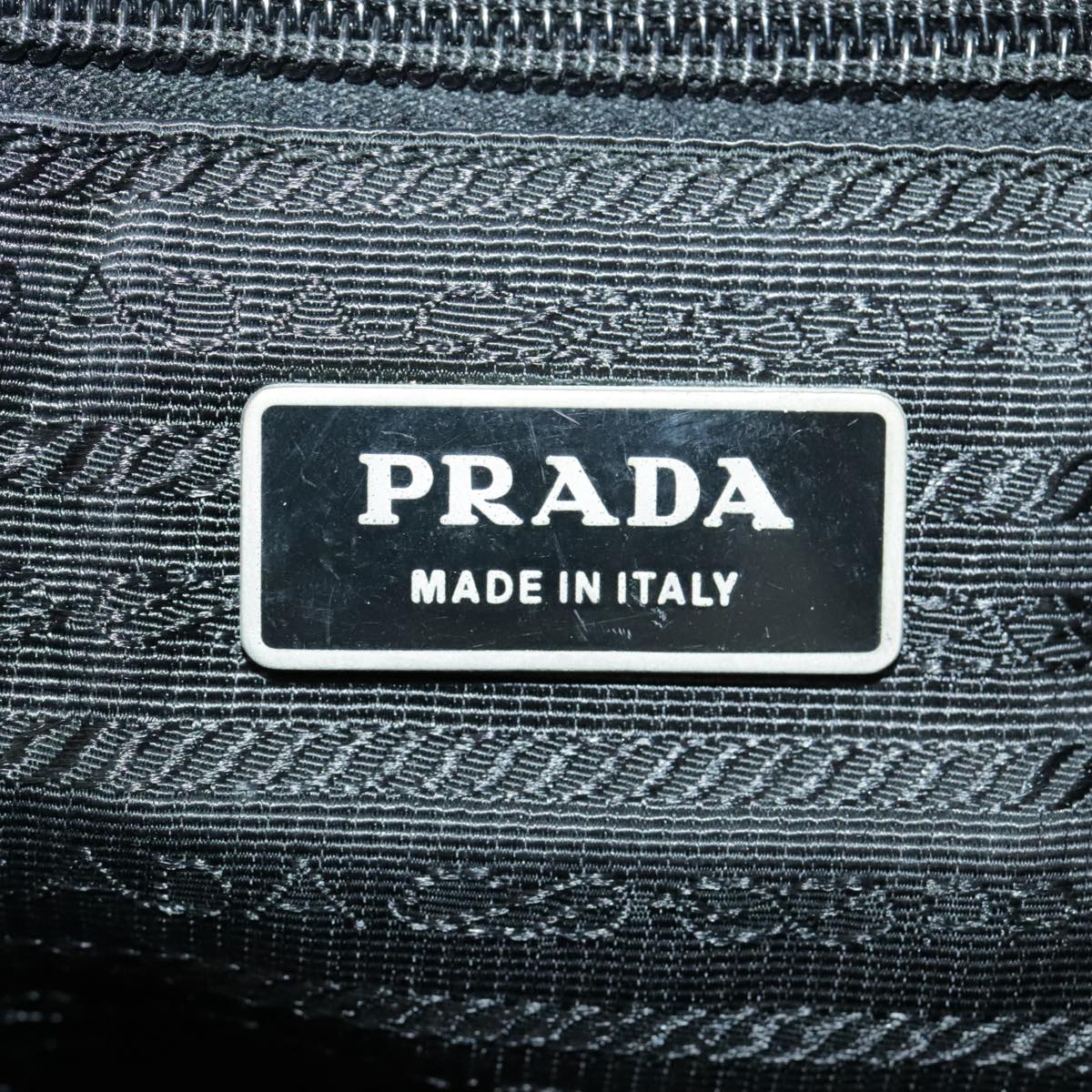 PRADA Tote Bag Nylon Black Silver Auth ac3331