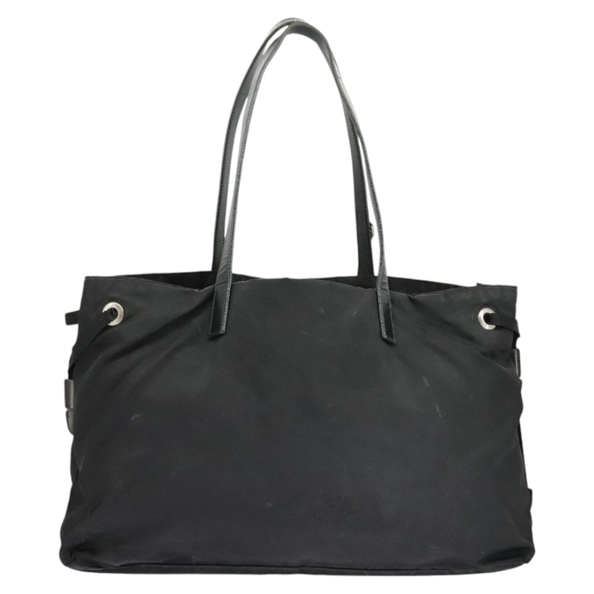 PRADA Tote Bag Nylon Black Silver Auth ac3331