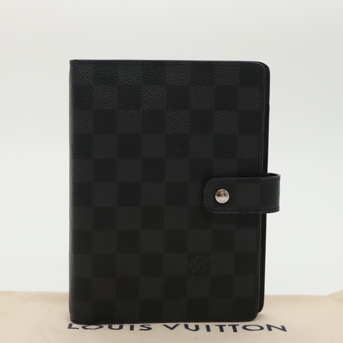 LOUIS VUITTON Damier Graphite Agenda MM Day Planner Cover R20242 LV Auth ac3334