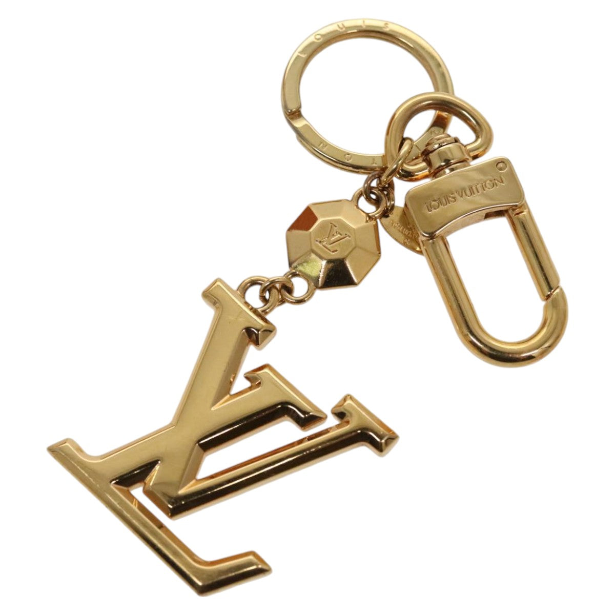 LOUIS VUITTON Porte Cles LV Facet Key Holder metal Gold M65216 LV Auth ac3344