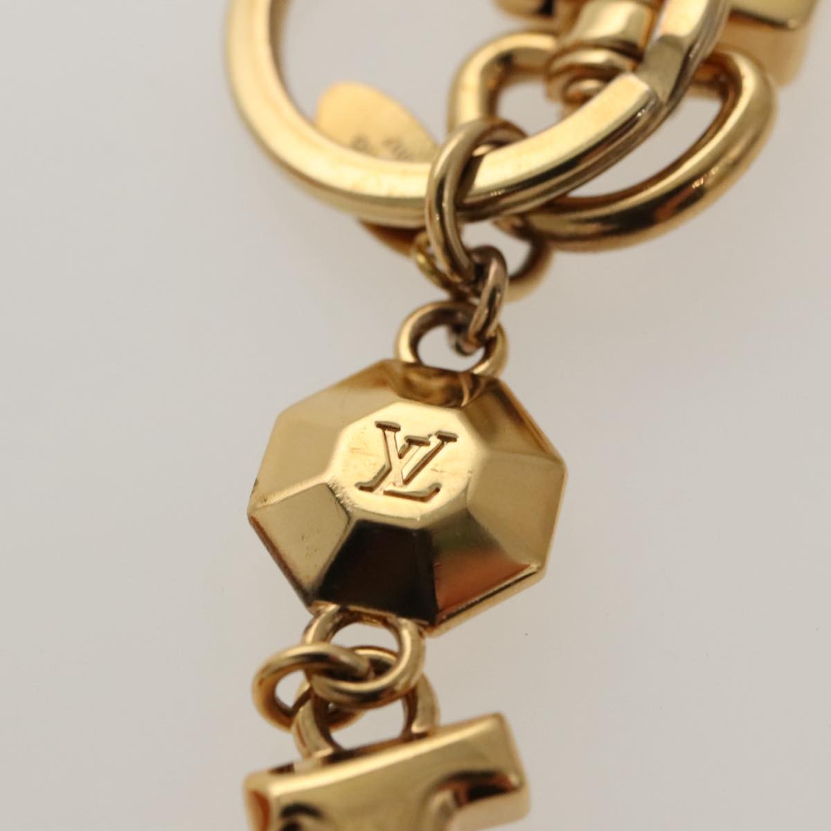 LOUIS VUITTON Porte Cles LV Facet Key Holder metal Gold M65216 LV Auth ac3344