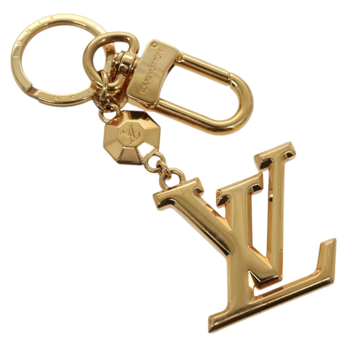 LOUIS VUITTON Porte Cles LV Facet Key Holder metal Gold M65216 LV Auth ac3344 - 0