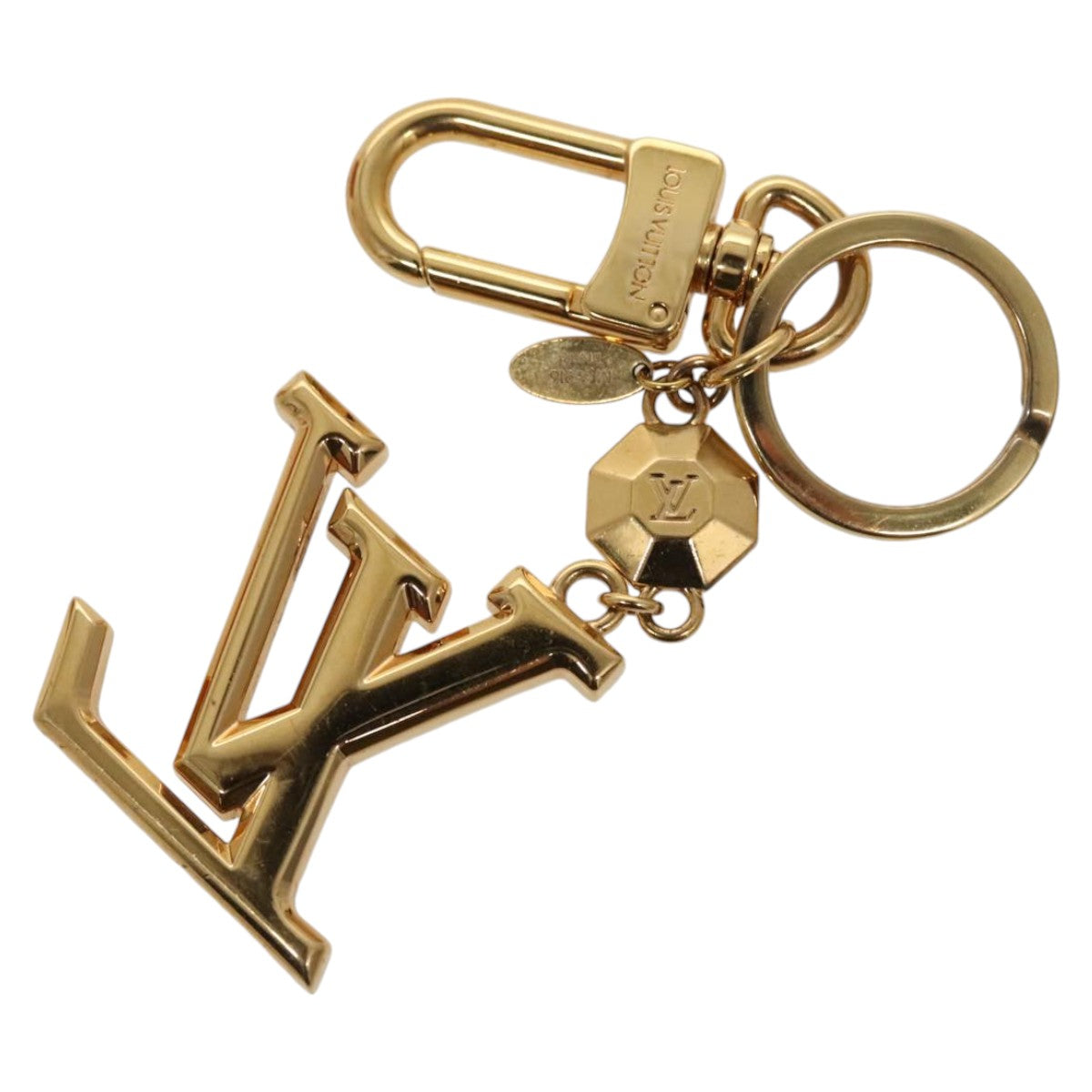 LOUIS VUITTON Porte Cles LV Facet Key Holder metal Gold M65216 LV Auth ac3344