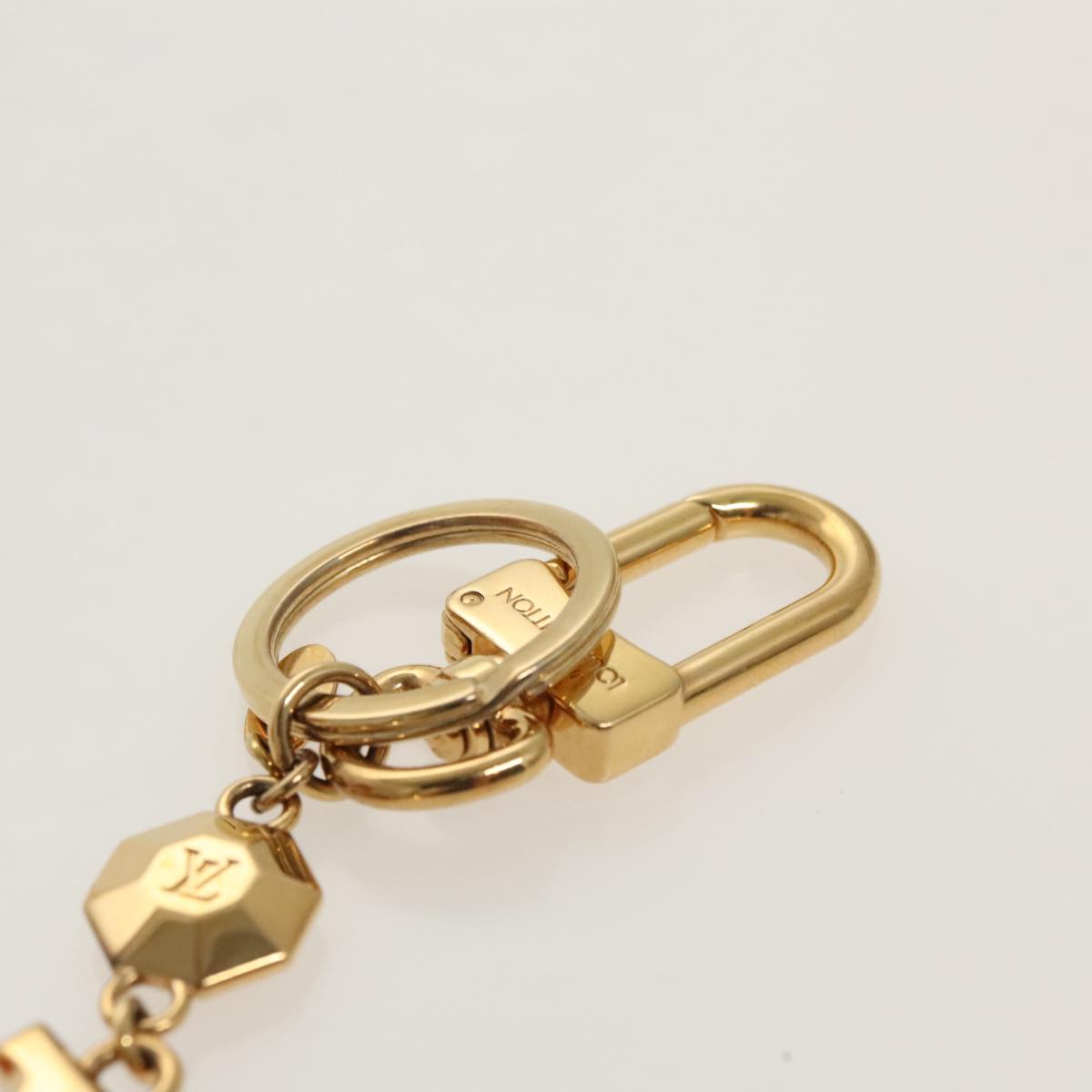 LOUIS VUITTON Porte Cles LV Facet Key Holder metal Gold M65216 LV Auth ac3344