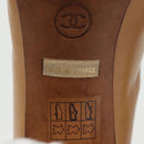 CHANEL High Heels Leather Beige Brown CC Auth ac3348-10