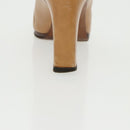 CHANEL High Heels Leather Beige Brown CC Auth ac3348-12