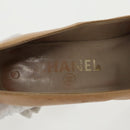 CHANEL High Heels Leather Beige Brown CC Auth ac3348-13