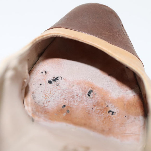 CHANEL High Heels Leather Beige Brown CC Auth ac3348