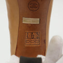 CHANEL High Heels Leather Beige Brown CC Auth ac3348-22